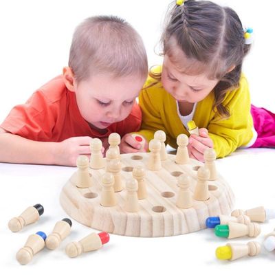 el bebé de madera de los 5.5cm Montessori juega el juego de ajedrez del Matchstick de la memoria