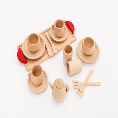 Vajilla de madera de los niños ISO9001 de los potes y de las cacerolas del juego del Teatime del pote