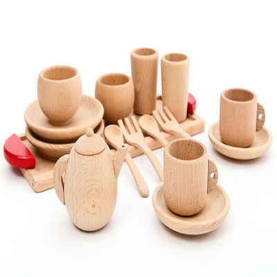 Vajilla de madera de los niños ISO9001 de los potes y de las cacerolas del juego del Teatime del pote