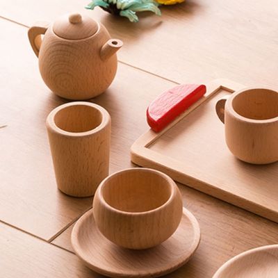 Vajilla de madera de los niños ISO9001 de los potes y de las cacerolas del juego del Teatime del pote