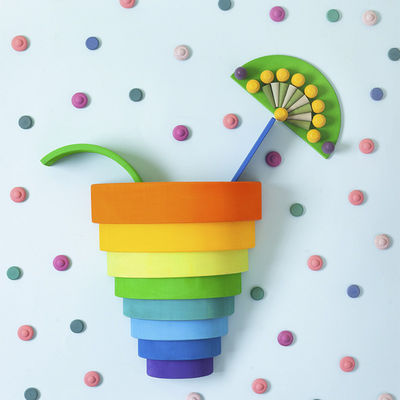 Arco iris los 7cm de madera educativo de los juguetes de los bloques de los 35cm que apila bloques