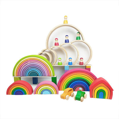 Arco iris los 7cm de madera educativo de los juguetes de los bloques de los 35cm que apila bloques