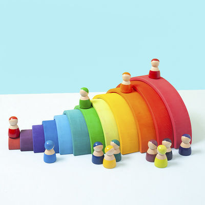 Arco iris los 7cm de madera educativo de los juguetes de los bloques de los 35cm que apila bloques