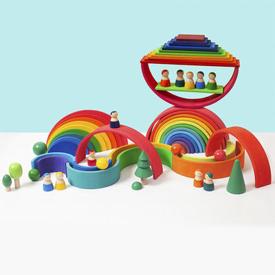 Arco iris los 7cm de madera educativo de los juguetes de los bloques de los 35cm que apila bloques