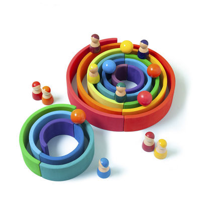 Arco iris los 7cm de madera educativo de los juguetes de los bloques de los 35cm que apila bloques