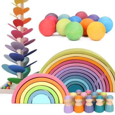 Apilador de Forest Stacker Tower Rainbow Toy de la onda de Montessori
