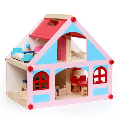 Muebles de madera de los juguetes de la casa de muñecas de la mansión los 38cm coloreados