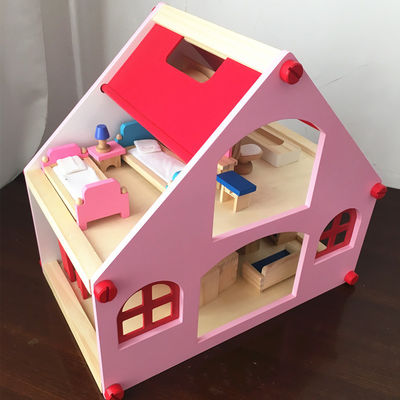 Muebles de madera de los juguetes de la casa de muñecas de la mansión los 38cm coloreados