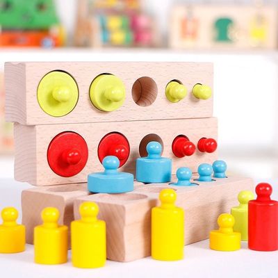 preescolar nudoso de los bloques de cilindro de Montessori del zócalo sensorial del cilindro de los 3cm