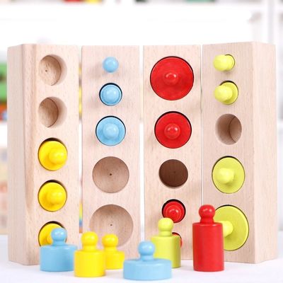 preescolar nudoso de los bloques de cilindro de Montessori del zócalo sensorial del cilindro de los 3cm