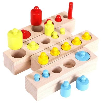 preescolar nudoso de los bloques de cilindro de Montessori del zócalo sensorial del cilindro de los 3cm