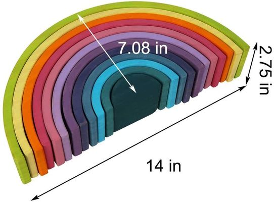 apilador de madera de amontonamiento del arco iris del arco iris de 3D los 2.75in 12 pedazos