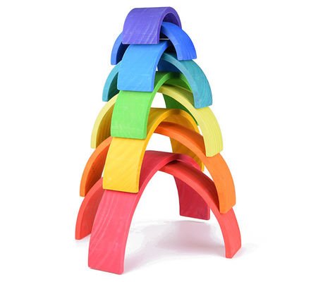 apilador de madera de amontonamiento del arco iris del arco iris de 3D los 2.75in 12 pedazos