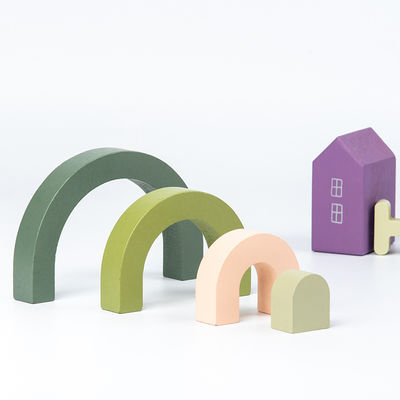 pastel de amontonamiento de madera del arco iris del apilador de madera del arco iris del edificio de 3D Jenga