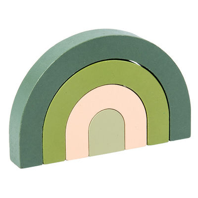 pastel de amontonamiento de madera del arco iris del apilador de madera del arco iris del edificio de 3D Jenga