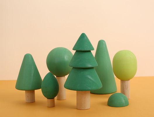 Bloques de madera no tóxicos del arco iris los 7cm Forest Trees Wooden Tree Blocks