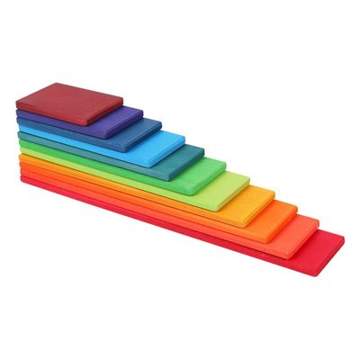 Apilador de madera Toy Macaron Beech del arco iris de Burlywood de 11 porciones