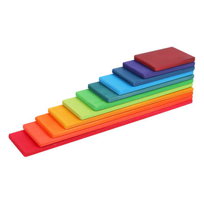 Apilador de madera Toy Macaron Beech del arco iris de Burlywood de 11 porciones