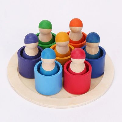 La exclusiva fijó 12 pedazos nórdico no tóxico de Peg Rainbow Arch Stacker Toy
