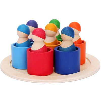 La exclusiva fijó 12 pedazos nórdico no tóxico de Peg Rainbow Arch Stacker Toy