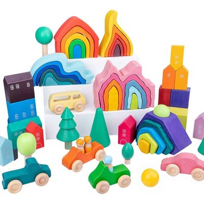 La roca de madera de Coral Earth Wooden Blocks Toys fijó el juguete de madera natural de equilibrio de los bloques