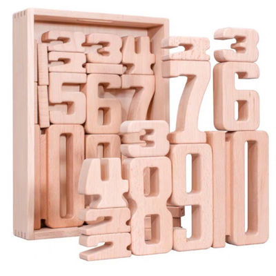 Juguetes de madera educativos ISO9001 de Digitaces de la matemáticas de los bloques del alfabeto y del número