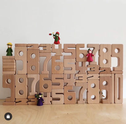 Juguetes de madera educativos ISO9001 de Digitaces de la matemáticas de los bloques del alfabeto y del número