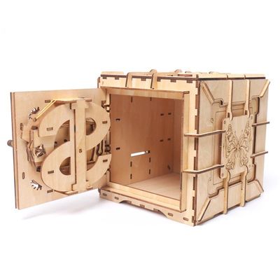 El rompecabezas de madera nórdico del bloque del INS juega la caja de madera del rompecabezas 3d mecánica