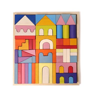 Unidades de creación los 4.5cm de madera cognoscitivas del arco iris de los juguetes de los bloques del castillo