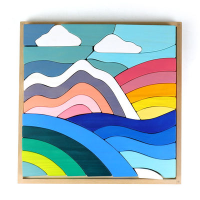 Bloques de madera grandes del apilador grande del arco iris de la nube del cielo del bebé los 3cm para los niños