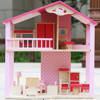 Los juguetes de madera hechos a mano naturales DIY de la casa de muñecas colorearon ISO9001