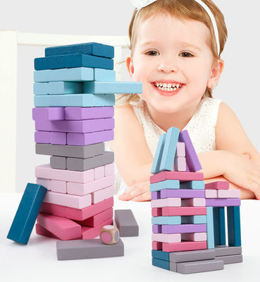 Equilibre 48pcs coloreó bloques de madera del dominó apiló los juguetes educativos del arco iris