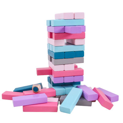Equilibre 48pcs coloreó bloques de madera del dominó apiló los juguetes educativos del arco iris