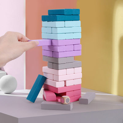 Equilibre 48pcs coloreó bloques de madera del dominó apiló los juguetes educativos del arco iris