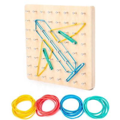 Tablero gráfico de Toy Math Wooden Blocks Montessori de la matemáticas de madera del clavo del lazo de los niños el 15cm