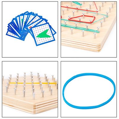 Tablero gráfico de Toy Math Wooden Blocks Montessori de la matemáticas de madera del clavo del lazo de los niños el 15cm