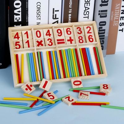 Tóxico de madera de Toy Montessori Counting Blocks Non de la matemáticas de Digitaces los 23cm del número