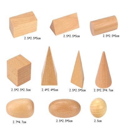 3D que cuenta la matemáticas de madera Toy Geometric Wooden Blocks de los 5cm