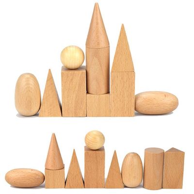 3D que cuenta la matemáticas de madera Toy Geometric Wooden Blocks de los 5cm