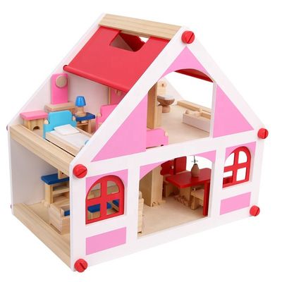 miniatura de madera de  DIY de los muebles de la casa de muñecas del vintage de la casa de los 37.5cm