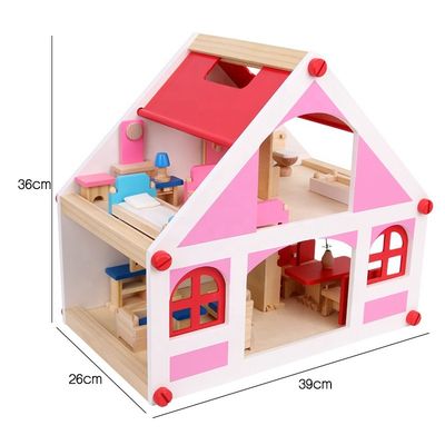 miniatura de madera de  DIY de los muebles de la casa de muñecas del vintage de la casa de los 37.5cm