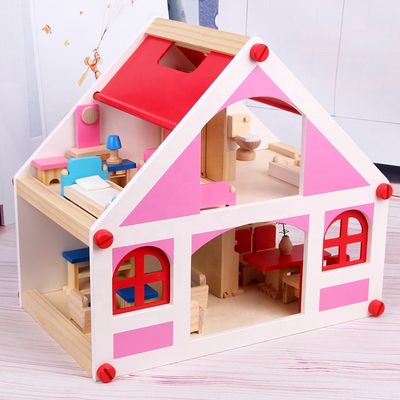 miniatura de madera de  DIY de los muebles de la casa de muñecas del vintage de la casa de los 37.5cm