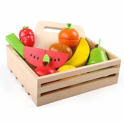 El corte de madera coloreado de la fruta del 19cm fijó a Toy Kid Education