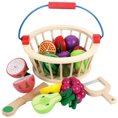 El corte de madera coloreado de la fruta del 19cm fijó a Toy Kid Education