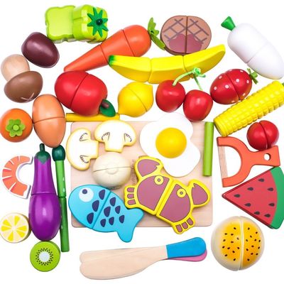 El corte de madera coloreado de la fruta del 19cm fijó a Toy Kid Education