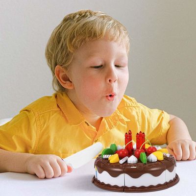 El corte de madera de la fruta de DIY 5.9inch fijó la torta de cumpleaños Toy Plastic