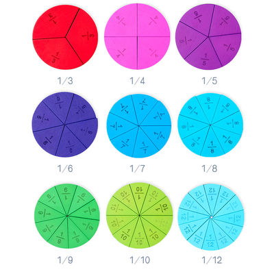 Ayudas a la ense6anza del rompecabezas de madera de la fracción del tablero del rompecabezas del número de la matemáticas 11Pcs de la tarjeta