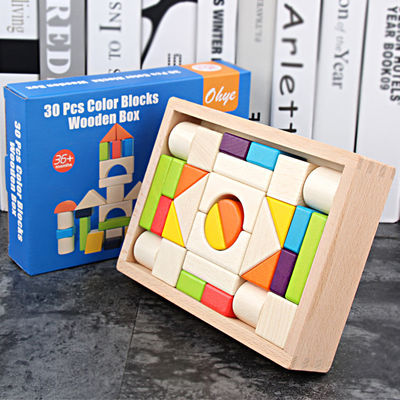 Unidades de creación de madera Toy Stacking del castillo grande del 15cm 30 pedazos