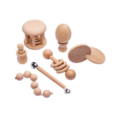 El gráfico confunde 7Pc Teether de madera para el anillo de dentición de madera del bebé