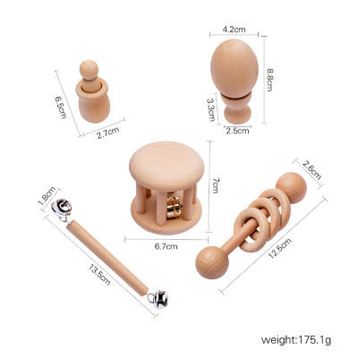 El gráfico confunde 7Pc Teether de madera para el anillo de dentición de madera del bebé